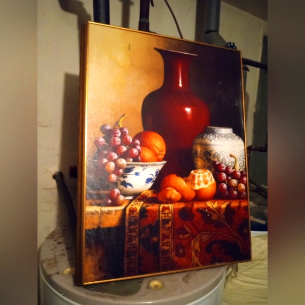 ~18×23", bright colors, 1980's and beautiful take on still life